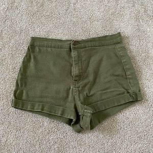 Forever 21 Olive Green Denim Shorts
